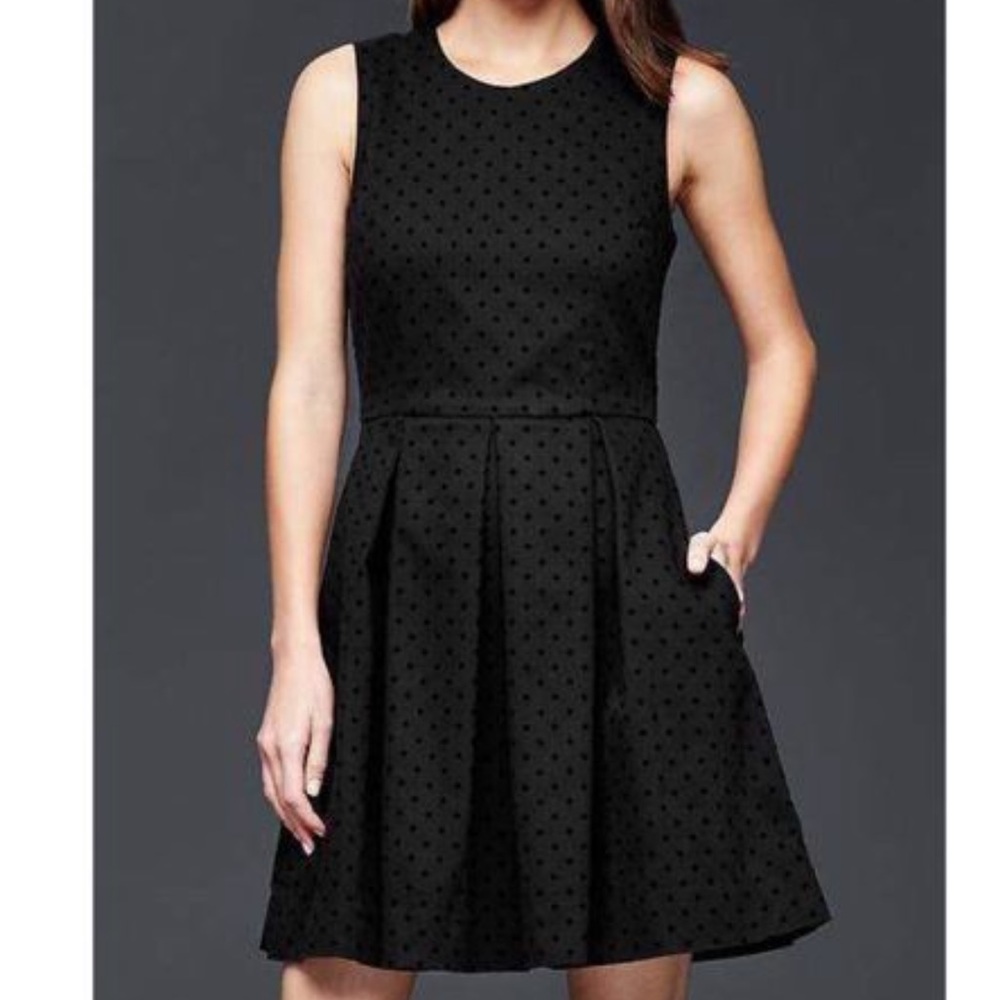 Gap Black velvet polka dot dress